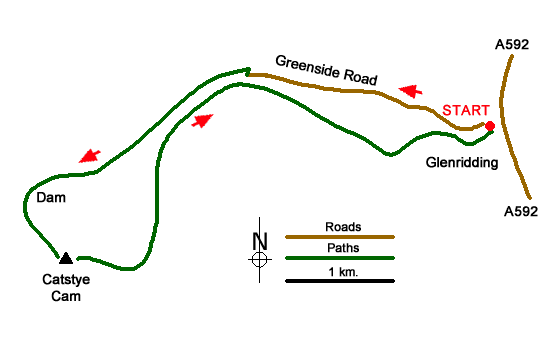 Route Map - Catstye Cam from Glenridding Walk